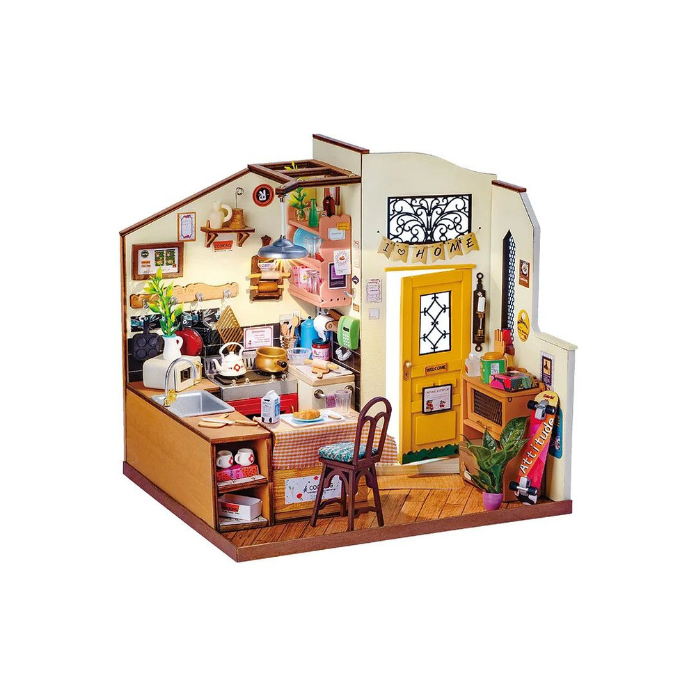 Деревянный конструктор Румбокс интерьерный Уютная кухня Robotime Cozy Kitchen  #1