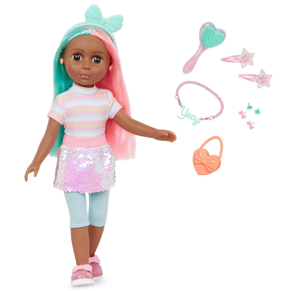 Кукла 35 см Glitter Girls Жасмин с розово-бирюзовыми волосами и с аксессуарами для волос; закрытая упаковка #1