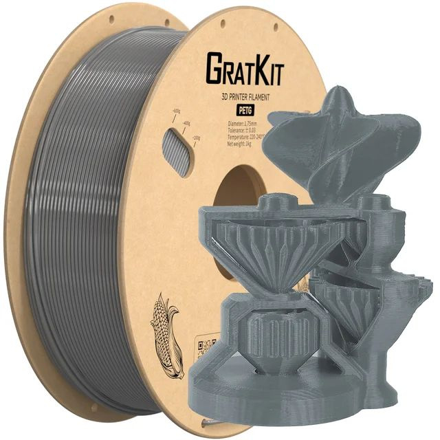 Petg пластик Gratkit для 3Д принтера 1.75мм 1kg серый #1