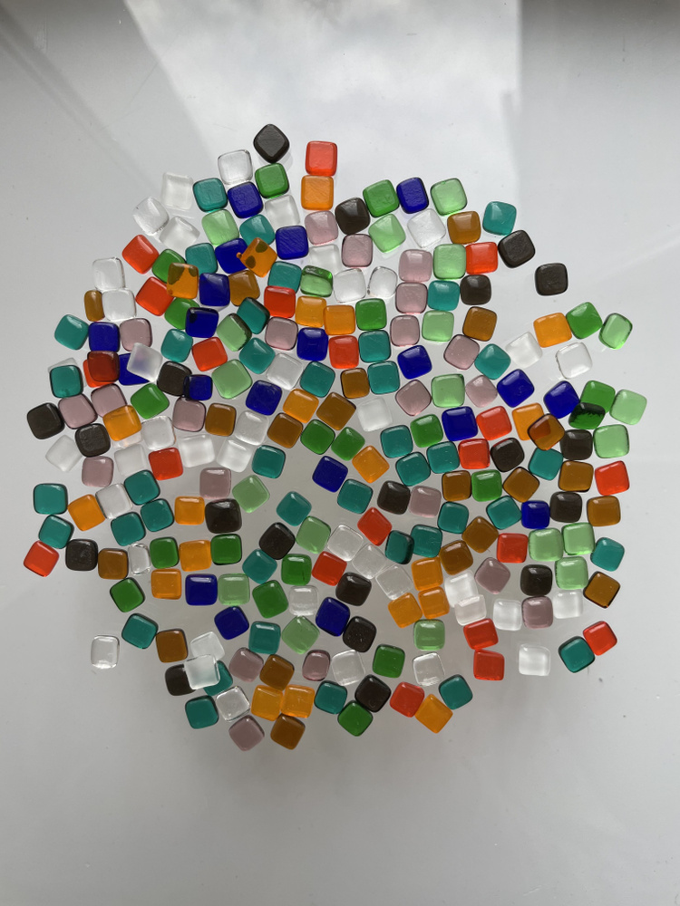 Фьюзинг мозаика, чипы- 7,5х7,5х3 мм, ассорти 12 цветов, Старьгласс, 240 шт  #1