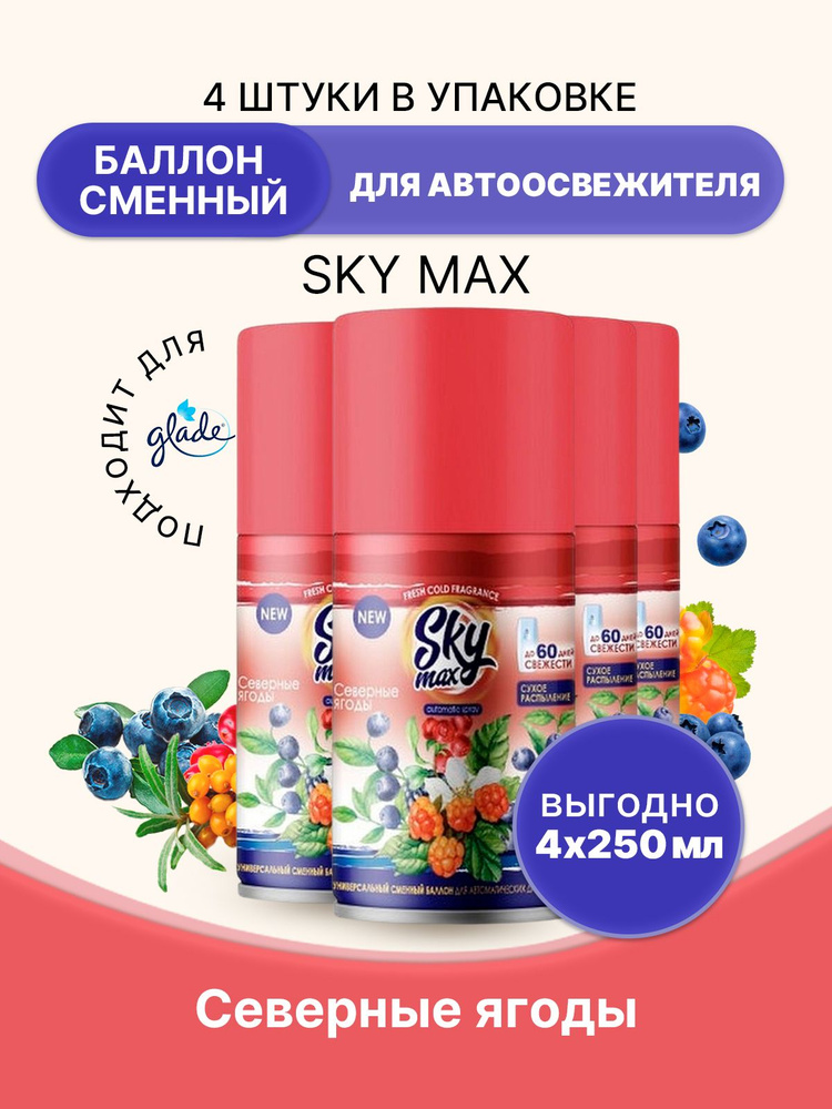 SKY MAX Освежитель для диспенсера Северные ягоды 250мл/4шт #1