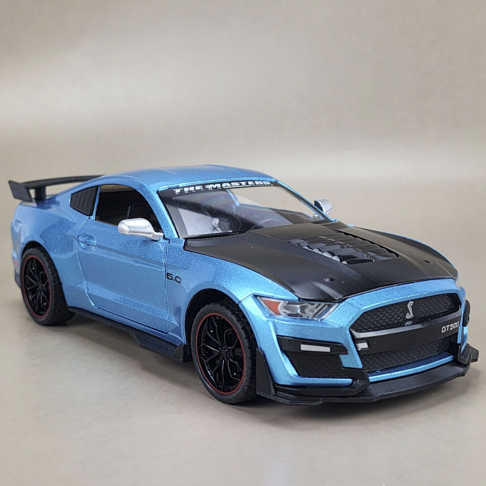 Машинка инерционная FORD MUSTANG SPEED GT500 металлическая модель 1:24 Форд Мустанг синяя 20см, со светом #1