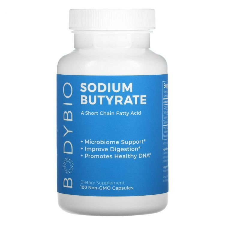 BodyBio, Бутират натрия, Sodium Butyrate, улучшение пищеварения и метаболизма, 100 капсул  #1