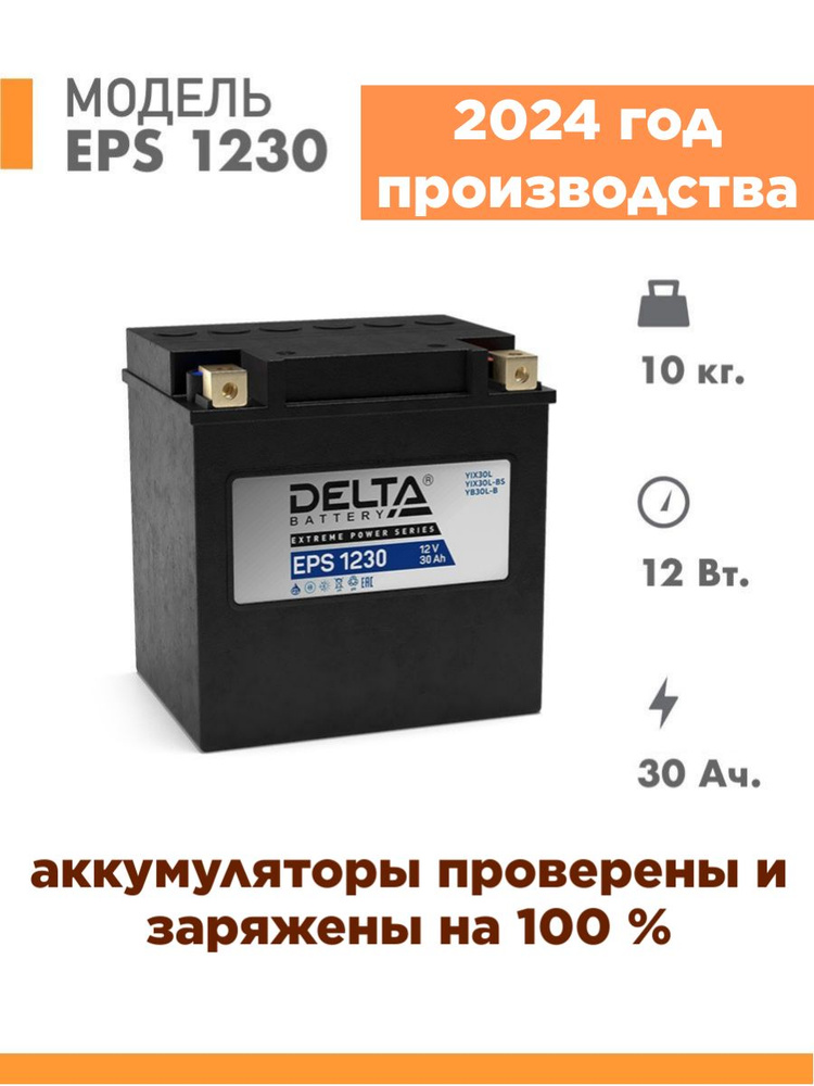 Delta Battery Аккумулятор для мототехники, 30 А•ч, Обратная (-/+) полярность  #1