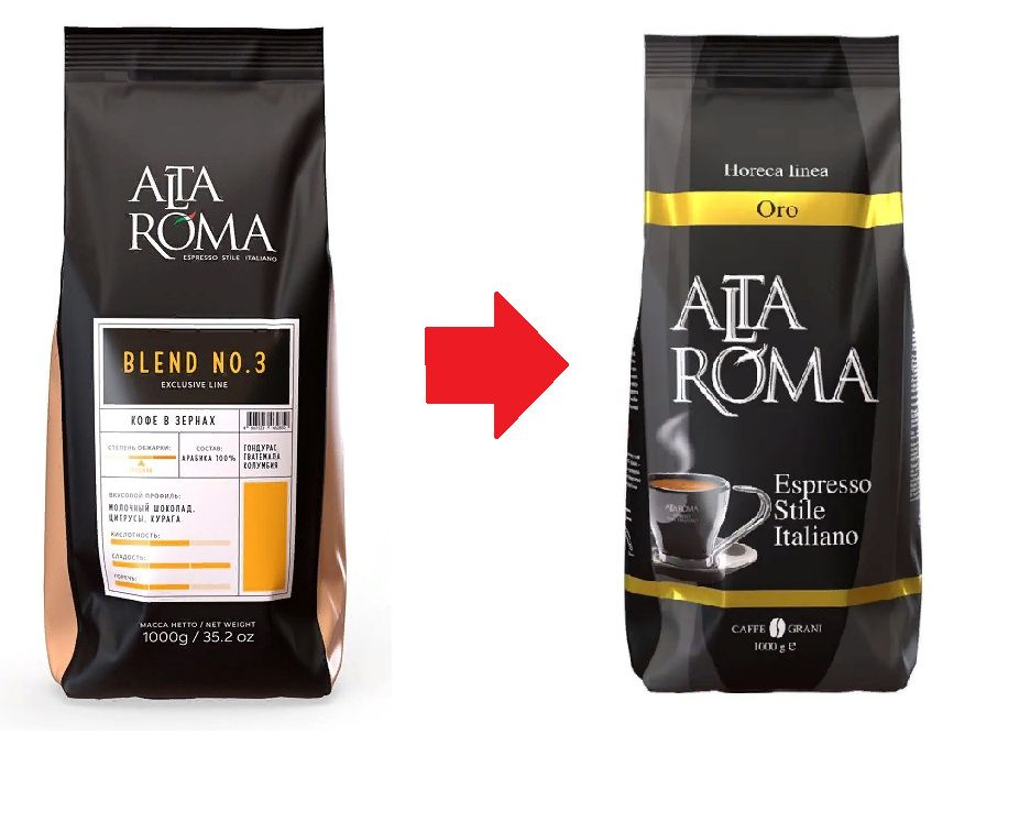 Зерновой кофе ALTA ROMA BLEND №3 (ORO), пакет, 1кг. #1