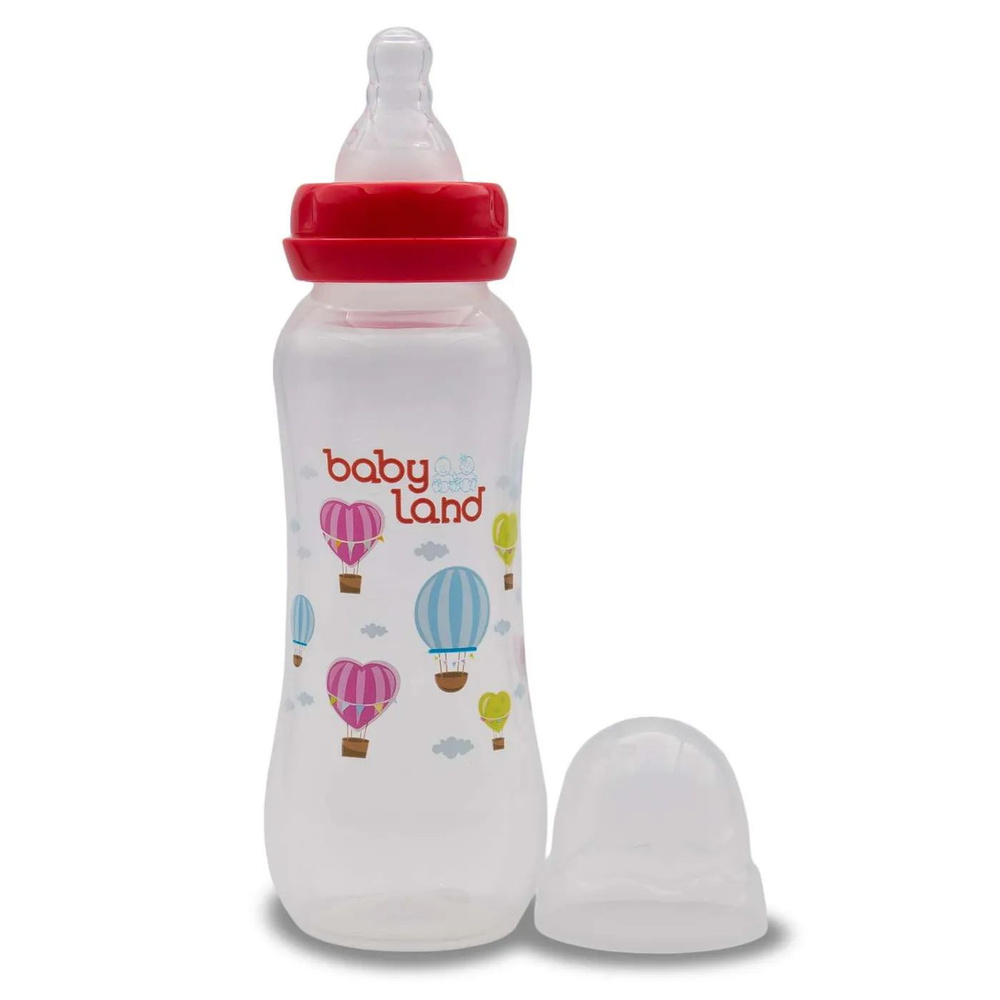 Бутылочка Baby Land 240мл с силиконовой соской красный #1