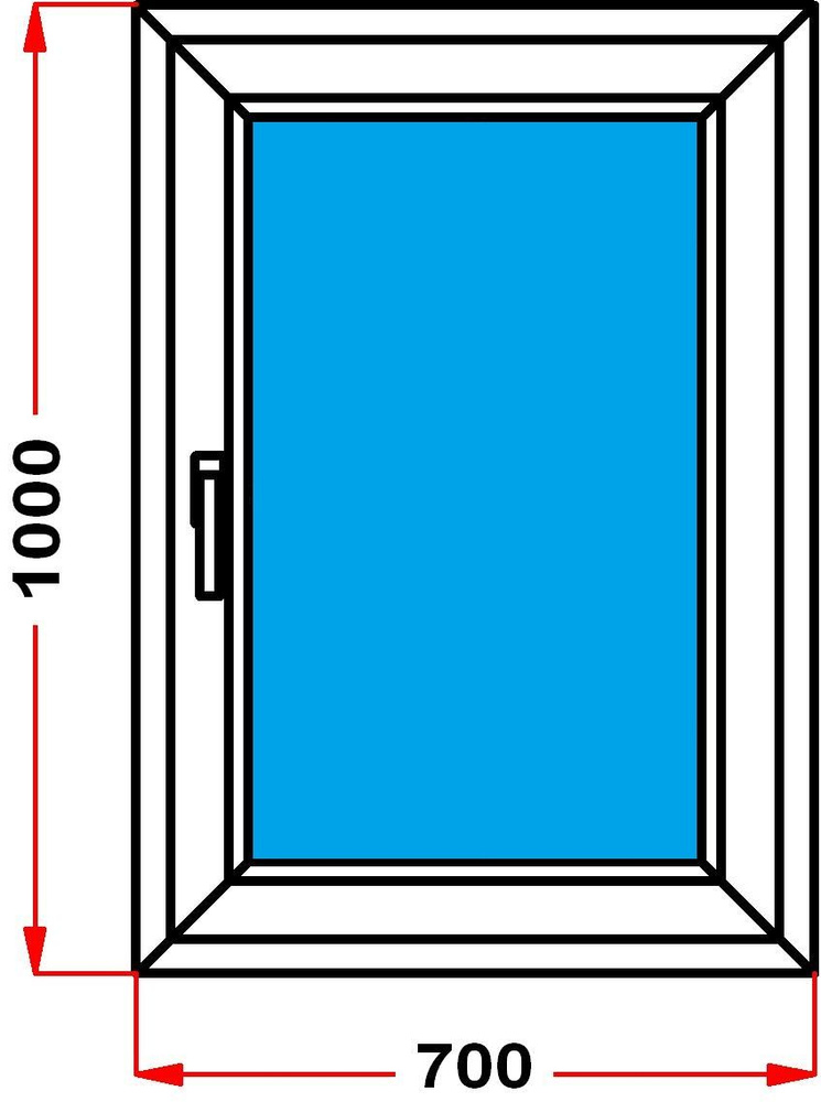 Окно+москитка из профиля Grunder 60 мм (1000 x 700), с поворотно-откидной створкой, стеклопакет 2 стекла #1