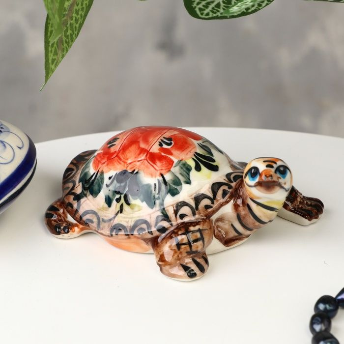 Сувенир Черепаха Тина, гжель, цвет,4.5х10 см #1