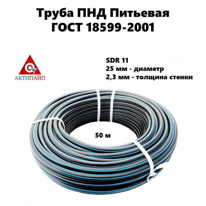 Труба ПНД D25 (2,3) SDR 11 питьевая (50м бухты) #1