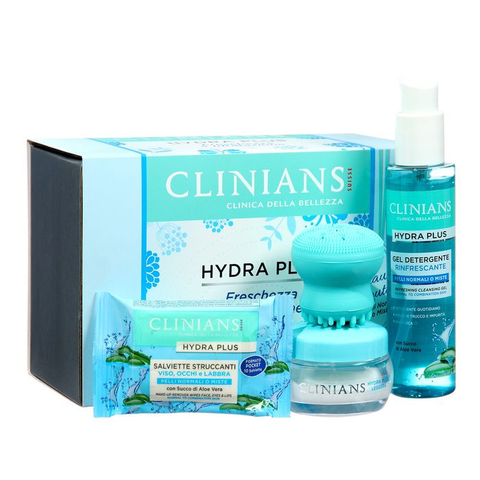 Подарочный набор женский Clinians Hydra Plus:Крем+Гель для умывания+Салфетки+Щетка для лица  #1