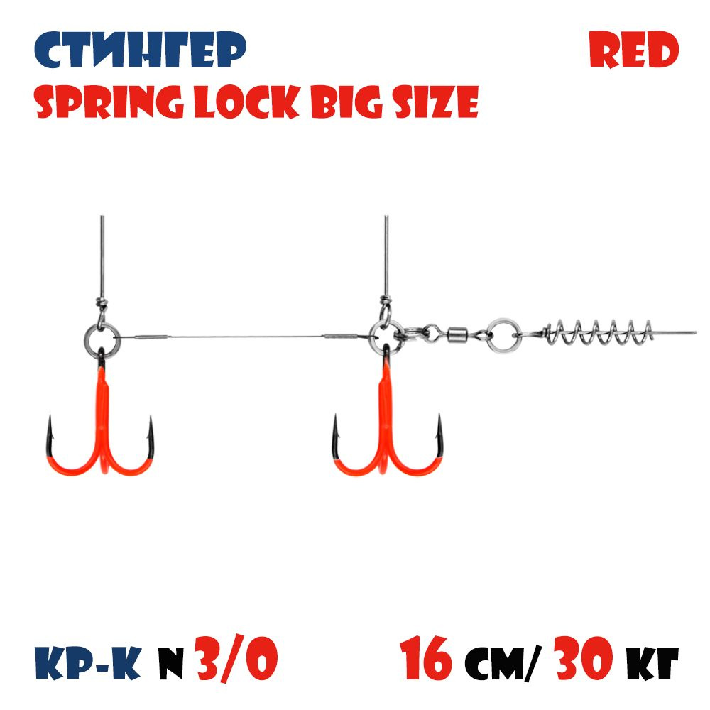 Оснастка стингер цветной для силиконовых приманок Vido-Craft Spring Lock Big Size #XXL  #1