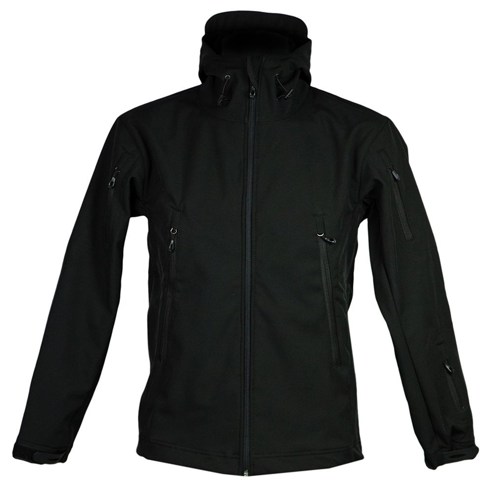 Куртка-ветровка тактическая черная городская для сотрудников ФСБ. Мембрана Софтшелл (Softshell) с флисовым #1