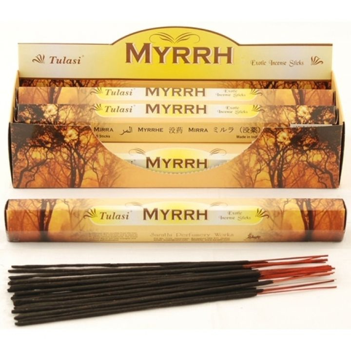 Tulasi MYRRH Exotic Incense Sticks, Sarathi (Туласи благовония МИРРА, Саратхи), уп. 20 палочек.  #1