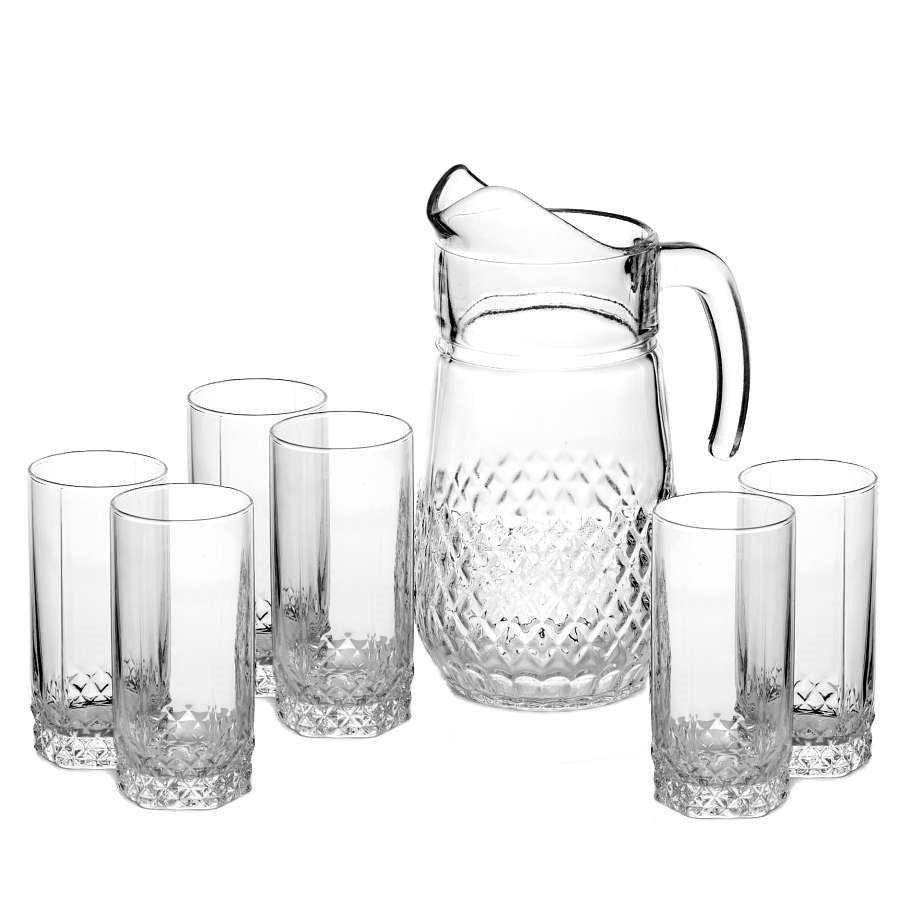 Кувшин для воды стеклянный, графин для водыНабор VALSE ( + 6 стаканов)  #1
