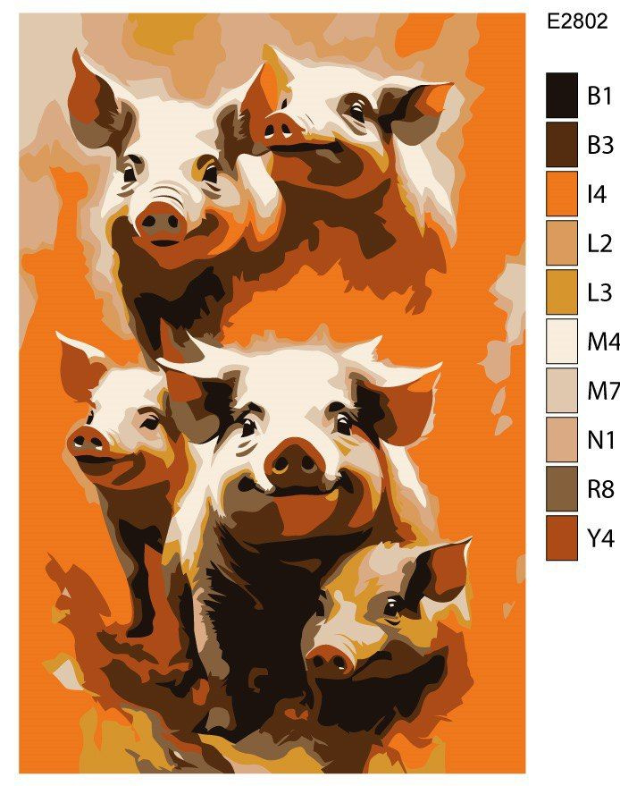 Детская картина по номерам E2802 "Свинки" 20x30 #1