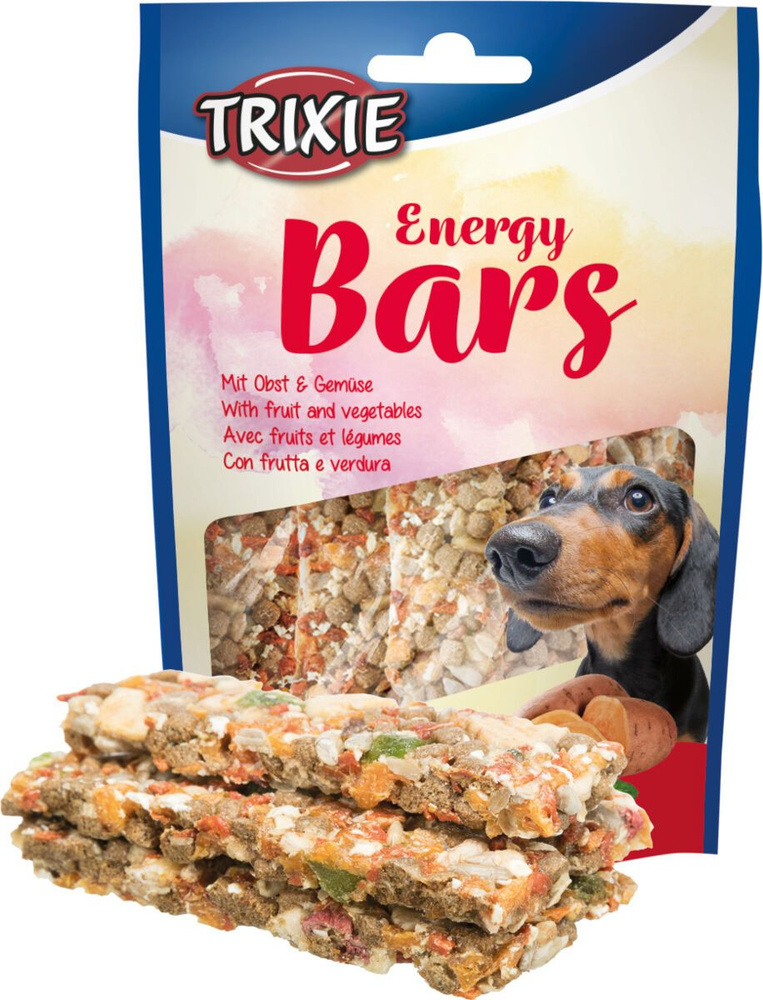Лакомство "TRIXIE Energy Bars" для собак, пластинки с овощами, фруктами и курицей, 5 шт., 100 г.  #1