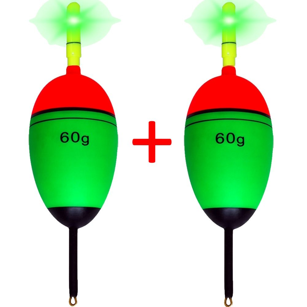 Поплавок EVA 60г на толстолобика (2 шт.) с усиленным килем с электронным светлячком и батарейкой CR-425 #1