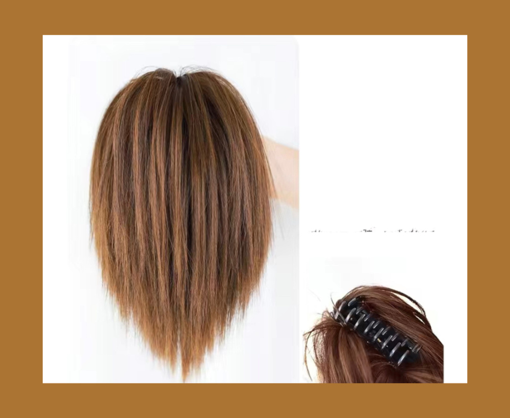 Хвост на крабе - шиньон для волос на крабе (светлый коричневый) прямой 25 см  #1
