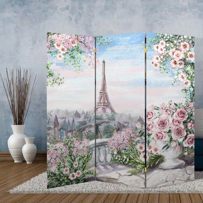 Ширма "Картина маслом. Розы и Париж", 150 х 160 см #1