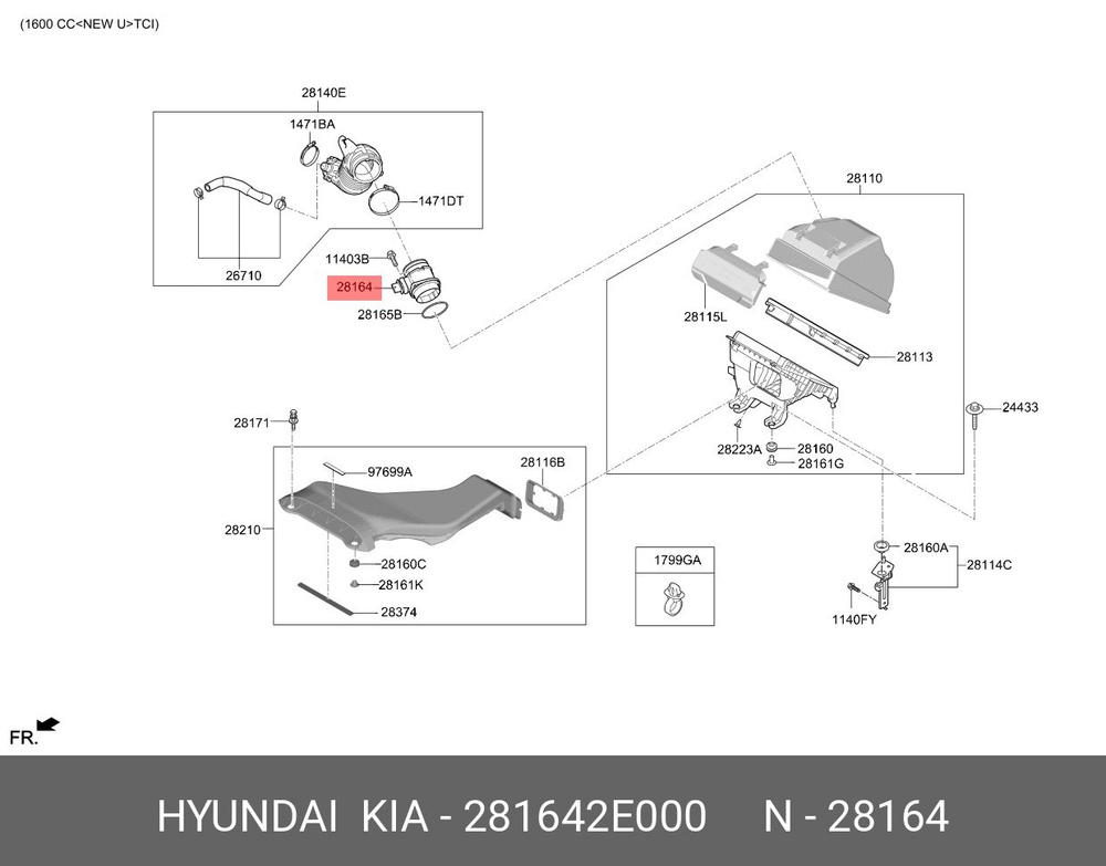Hyundai-KIA Датчик массового расхода воздуха, арт. 281642E000, 1 шт.  #1