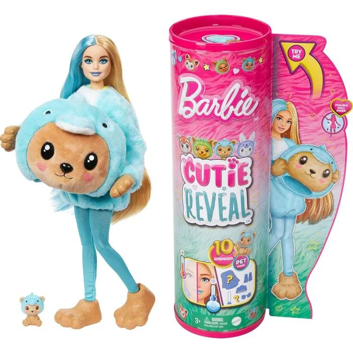 Кукла Barbie Cutie Reveal Chelsea Costume Cuties Series Мишка в костюме дельфина HRK25-LP  #1