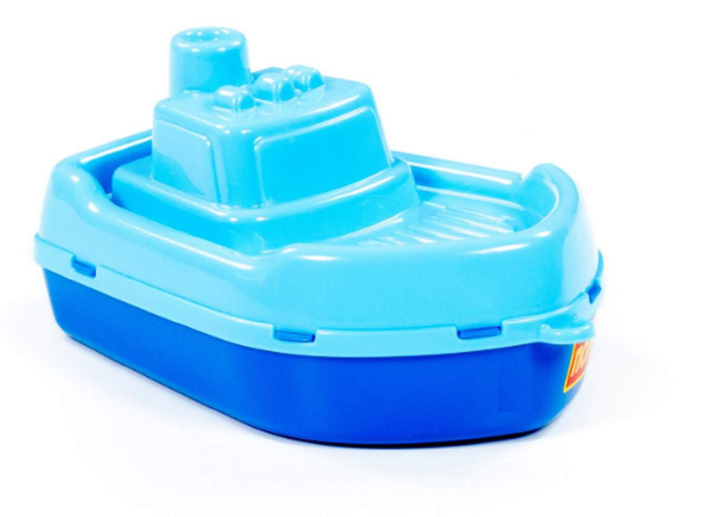 Пароходик игрушечный, кораблик для купания катер для песочницы голубой  #1