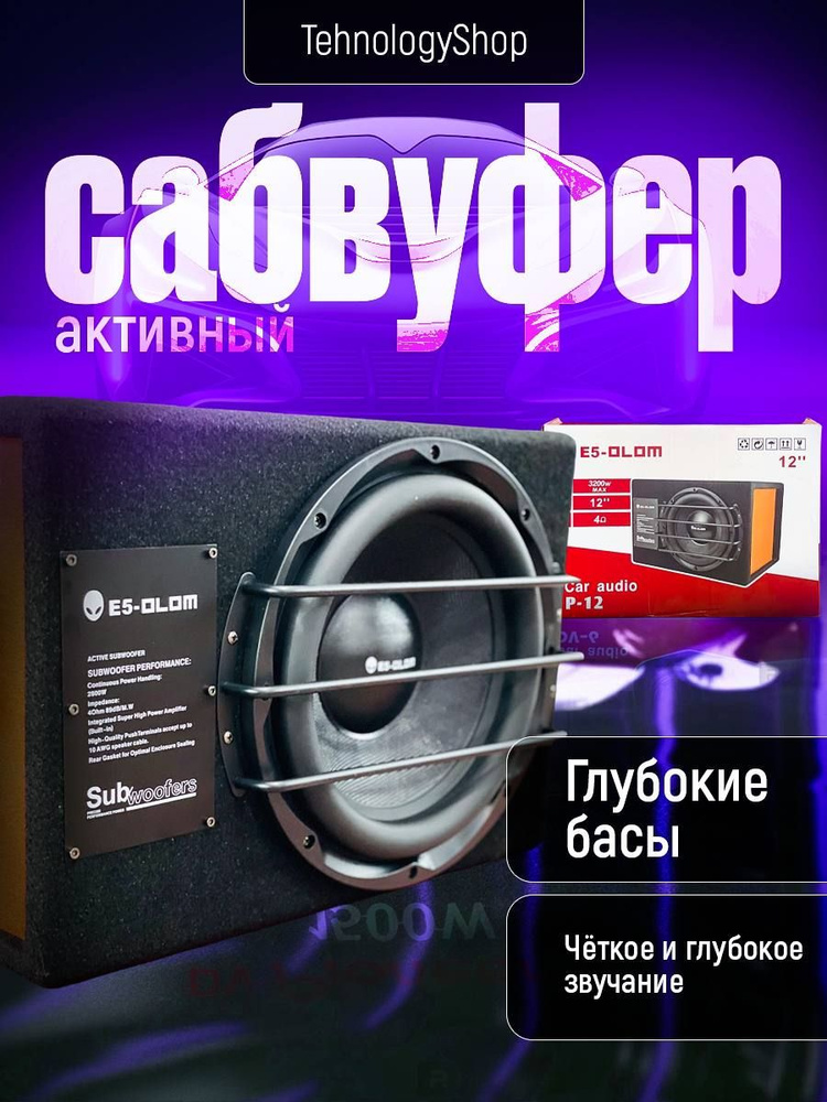 TECHNOLOGYSHOP Сабвуфер для автомобиля Автомобильные сабвуферы со встроенным усилителем E5 OLOM P12 3200 #1