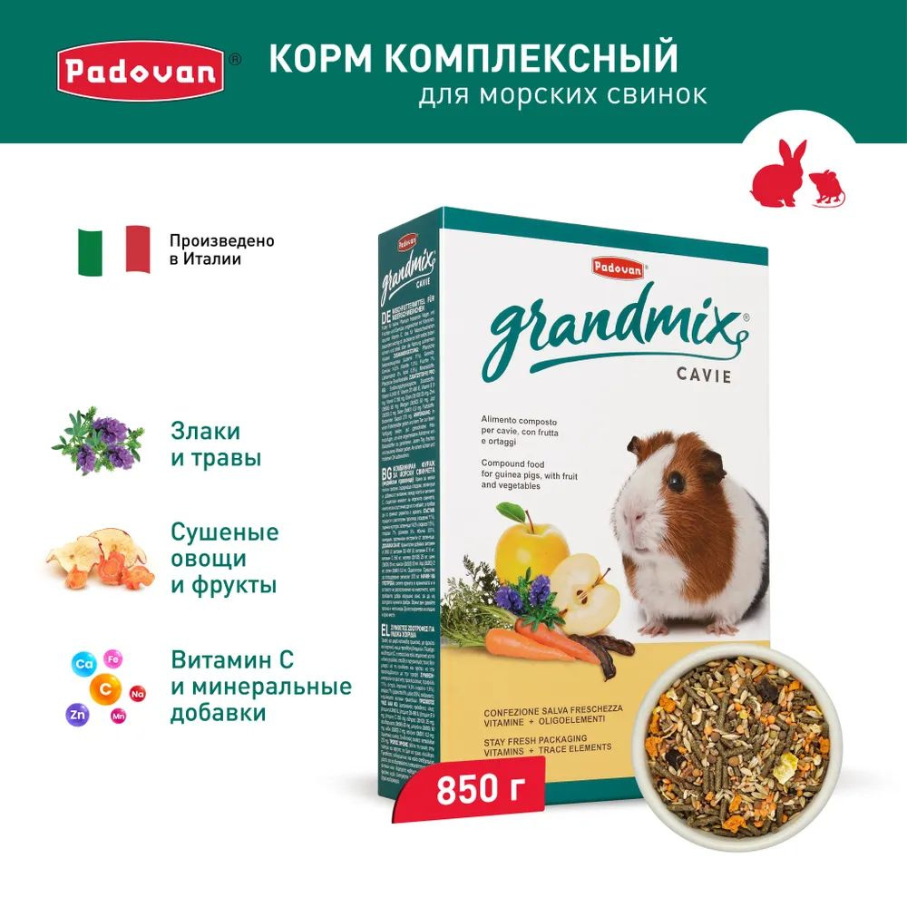 Комплексный сухой корм для морских свинок PADOVAN GRANDMIX Cavie (850 г)  #1