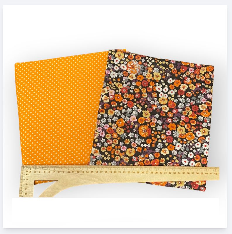 Ткань для шитья / БАСА / Мелони 1 м х 1,5 м + Оранжевый горошек 1 м х 1,5 м  #1