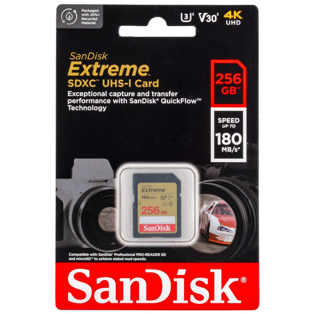 Карта памяти SanDisk Extreme SDXC 256 ГБ Class 10 UHS-I V30, 180/130 Мб/с #1