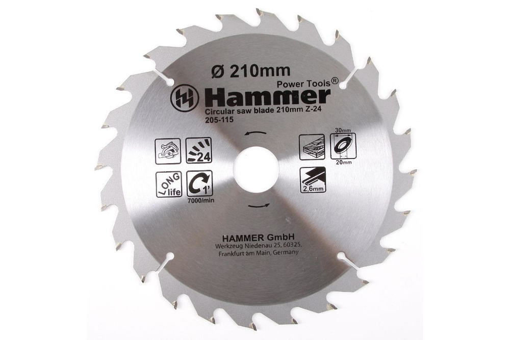 Диск пильный твердосплавный по дереву Hammer Flex 205-115 CSB WD 210 мм  #1