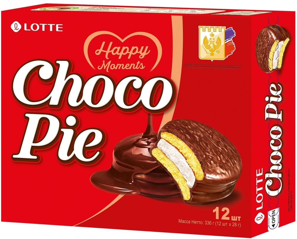 Печенье прослоенное глазированное Lotte Choco Pie (Чокопай) 336 гр 2 шт  #1