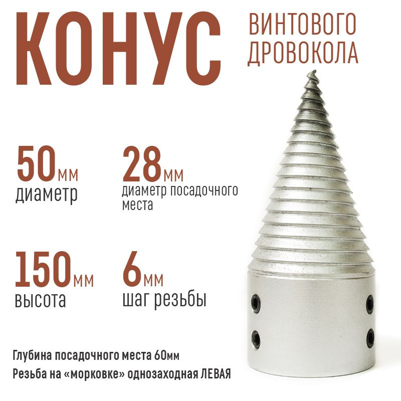 Конус винтового дровокола "Морковка" Д50/28 #1