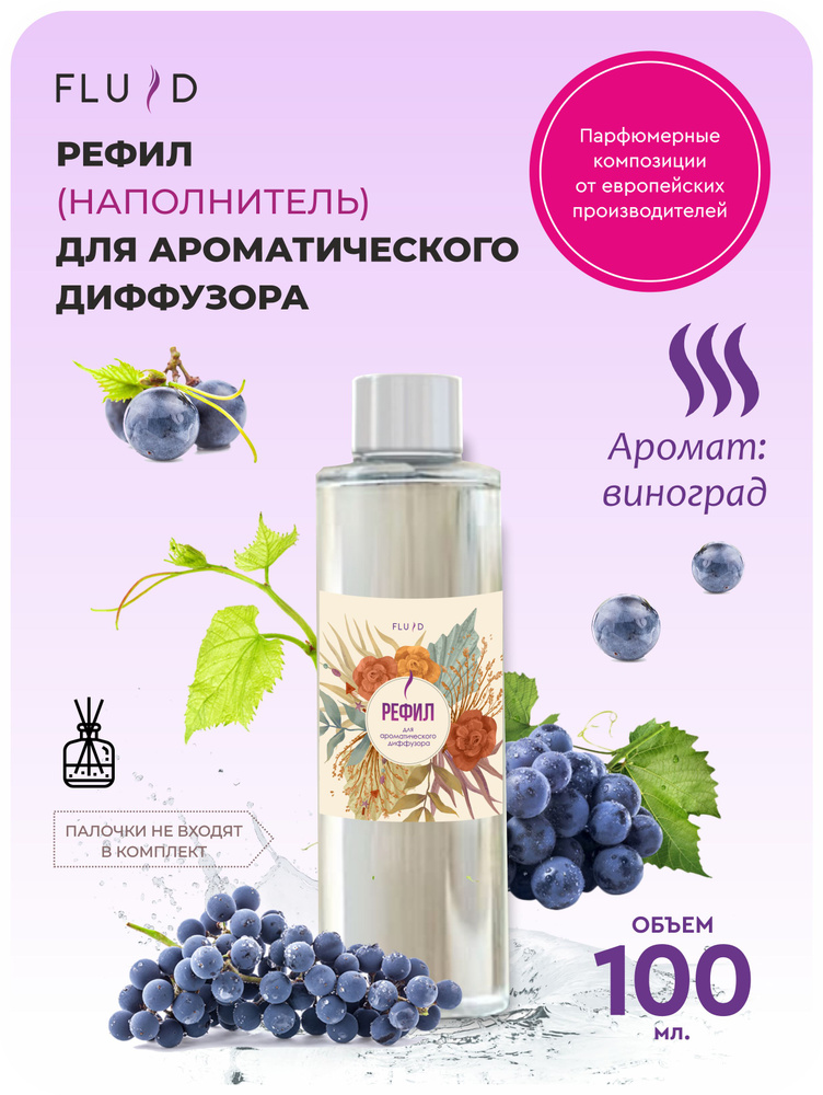 Жидкость ароматическая для диффузора, рефил,парфюм для дом Виноград 100мл  #1