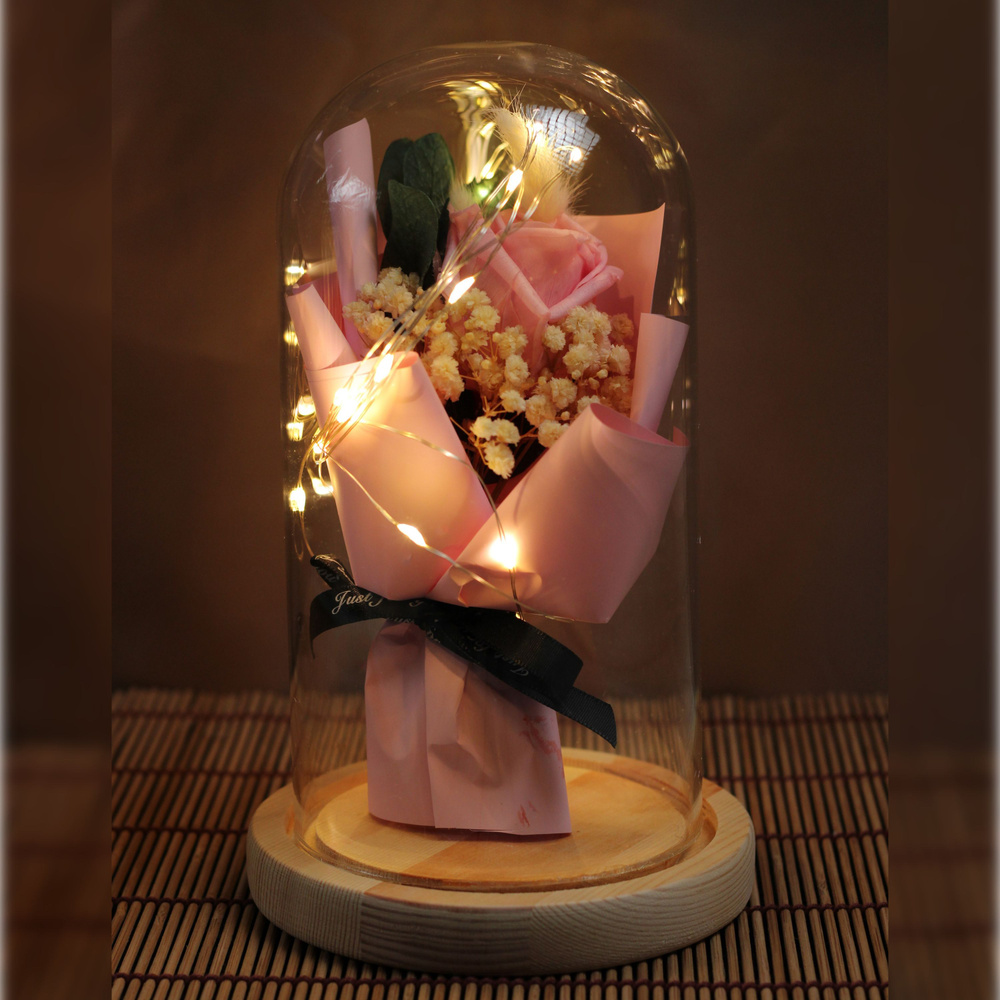Стабилизированные цветы в стекле Роза, 21 см, 1 шт #1