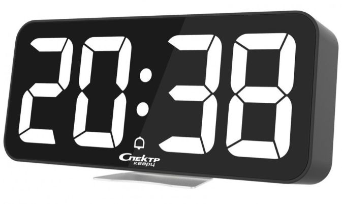 Часы с будильником световые настольные электронные сетевые Спектр СК3210-Ч-Б  #1