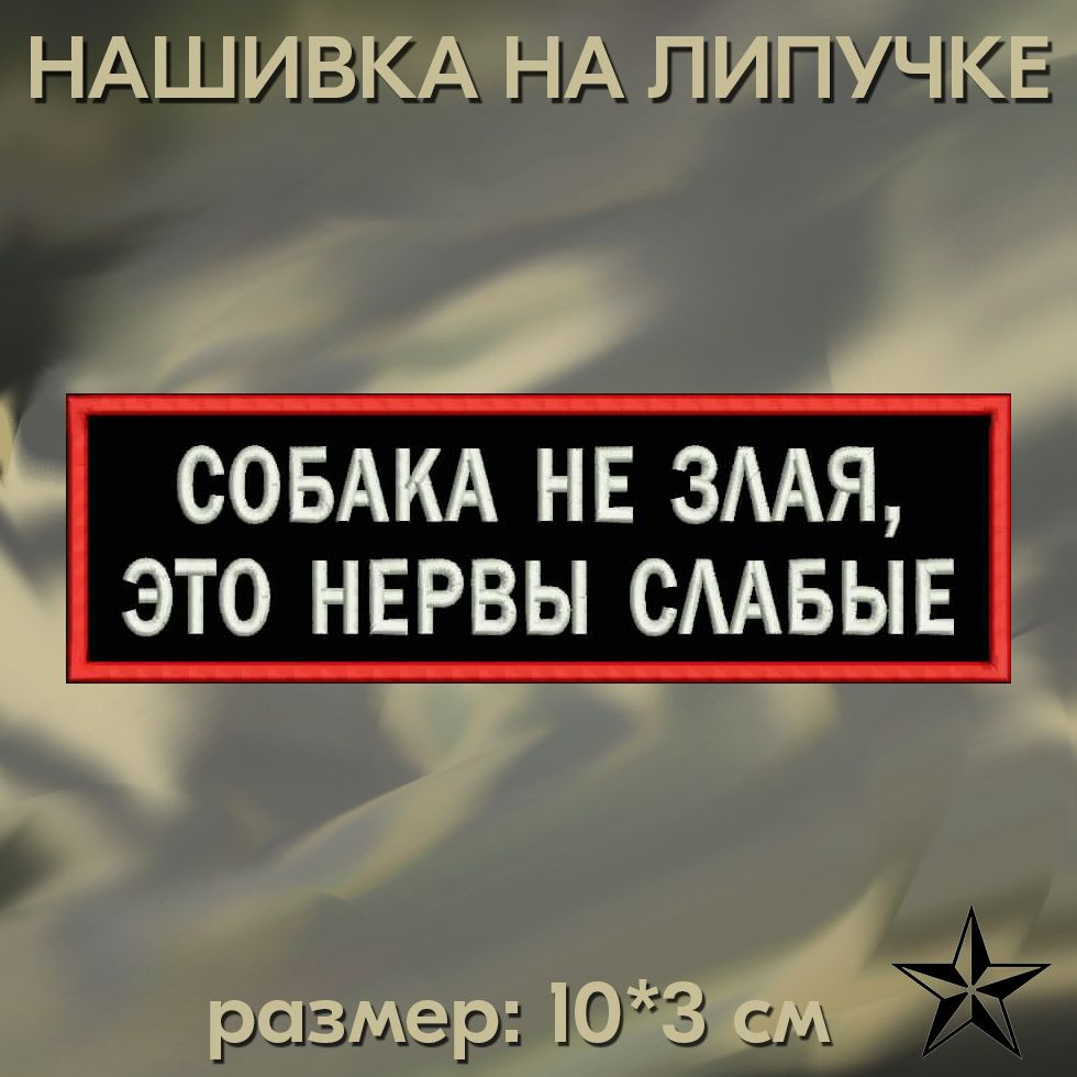 Шеврон СОБАКА НЕ ЗЛАЯ на липучке, нашивка тактическая 10*3 см на одежду. Патч с вышивкой Shevronpogon, #1