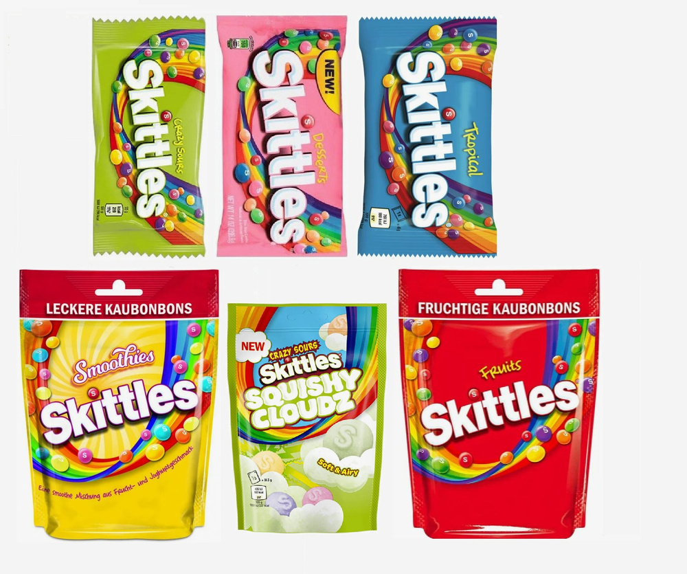 Набор жевательных конфет "Skittles", (6 уп.) Германия. #1