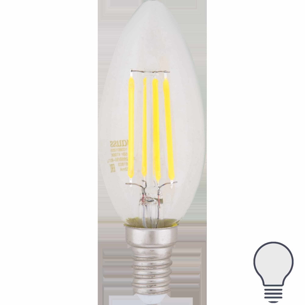 Gauss Лампочка Лампа светодиодная Filament свеча Е14 5 Вт 450 Лм нейтральный белый свет, E14, 1 шт.  #1