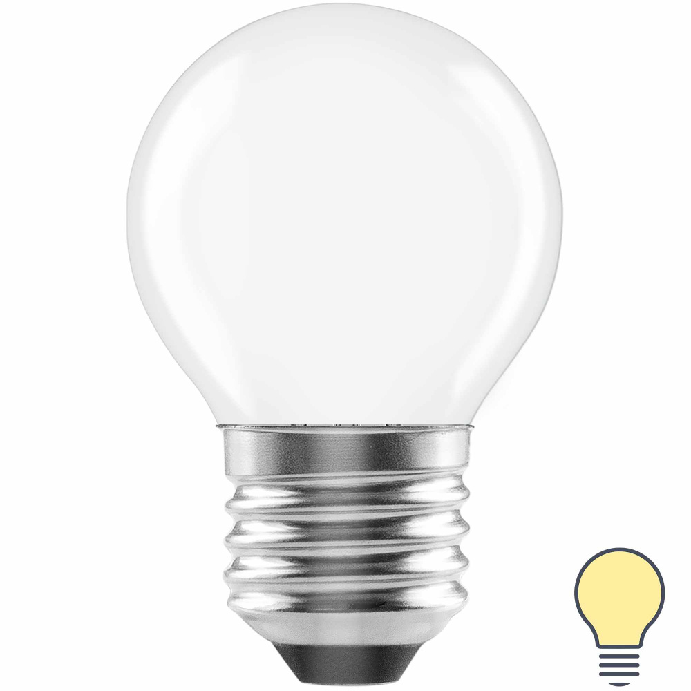 Lexman Лампочка Лампа светодиодная E27 220-240 В 5 Вт шар матовая 600 лм теплый белый свет, E27, 1 шт. #1