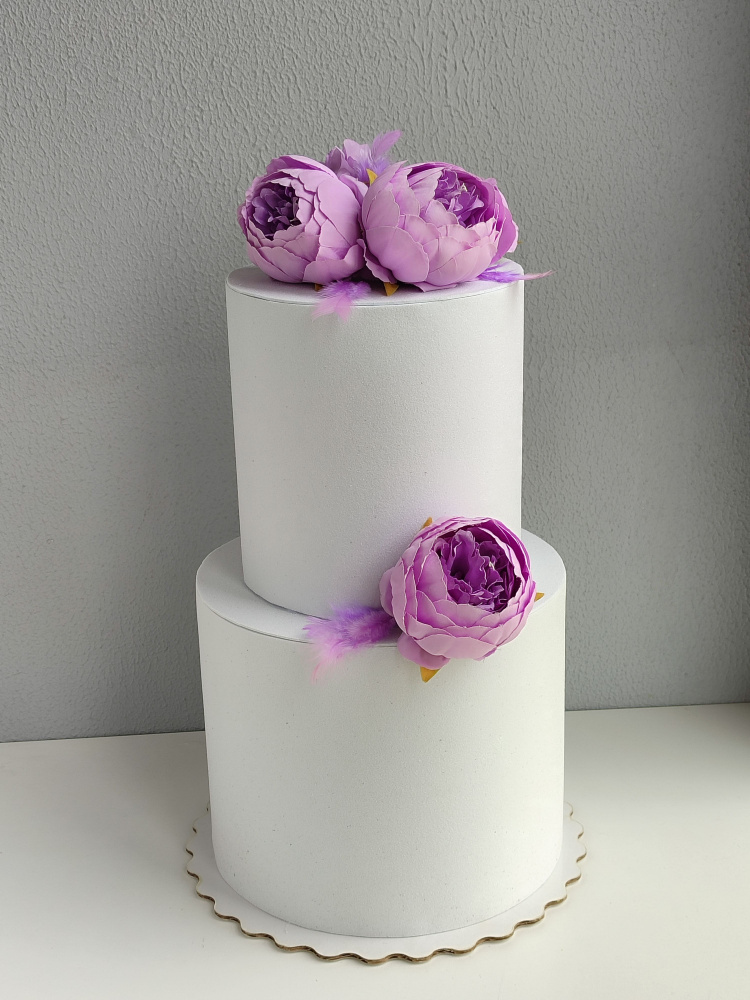 Свадебный муляж торта для фотосессии. Двухярусный торт. Пионы  #1