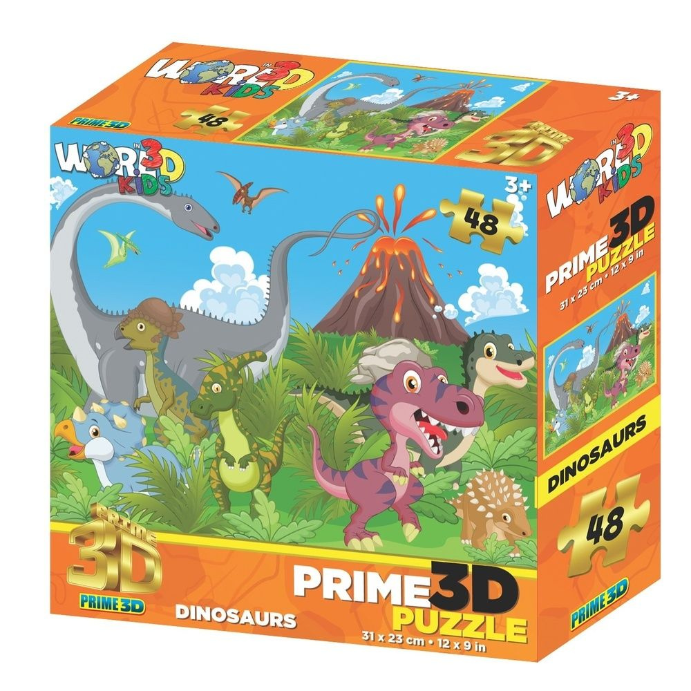 Головоломка пазл 3D Prime 3D Динозавры на прогулке, 48 деталей (15041-SBM)  #1