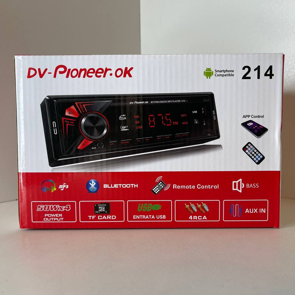 Автомагнитола Pioneer ok 214/ Магнитола 1 Din с Bluetooth AUX/ #1