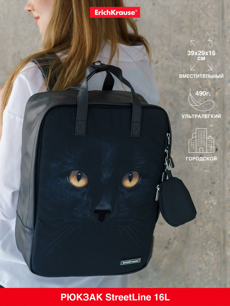 Рюкзак ErichKrause StreetLine 16L Black Cat #1