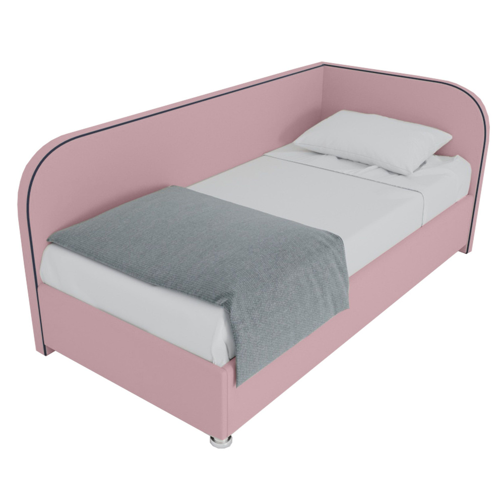 Двуспальная кровать Скаут 140x200 основание металлическое с ламелями велюр розовый ножки 13 см хром угол #1