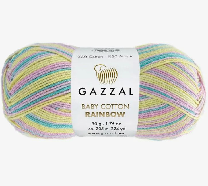 Пряжа GAZZAL BABY COTTON RAINBOW (цвет 481) 2 мотка #1