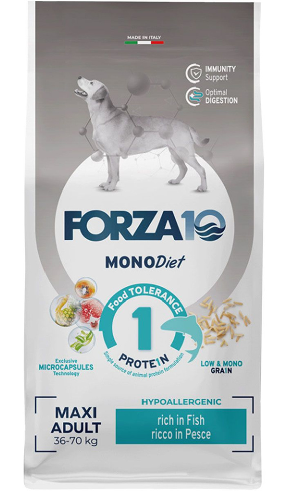 Сухой корм FORZA10 DOG MAXI DIET монобелковый для взрослых собак крупных пород при аллергии с рыбой (12 #1