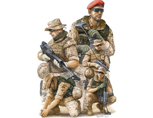 Сборные фигуры из пластика Современные немецкие солдаты ISAF в Афганистане Масштаб 1:35  #1