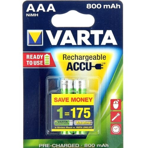 Аккумуляторная батарейка ААА Varta HR03-2BL 1000мА/ч Ni-Mh Accu Ready2Use в блистере 2шт.  #1