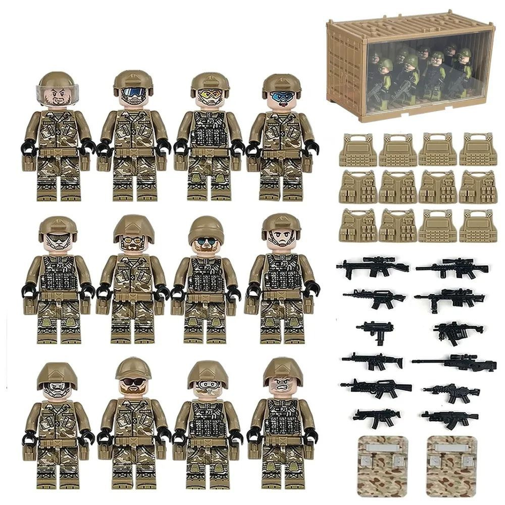 Набор минифигурок Военные+Бокс для хранения фигурок/12 минифигурок военных человечков с оружием  #1